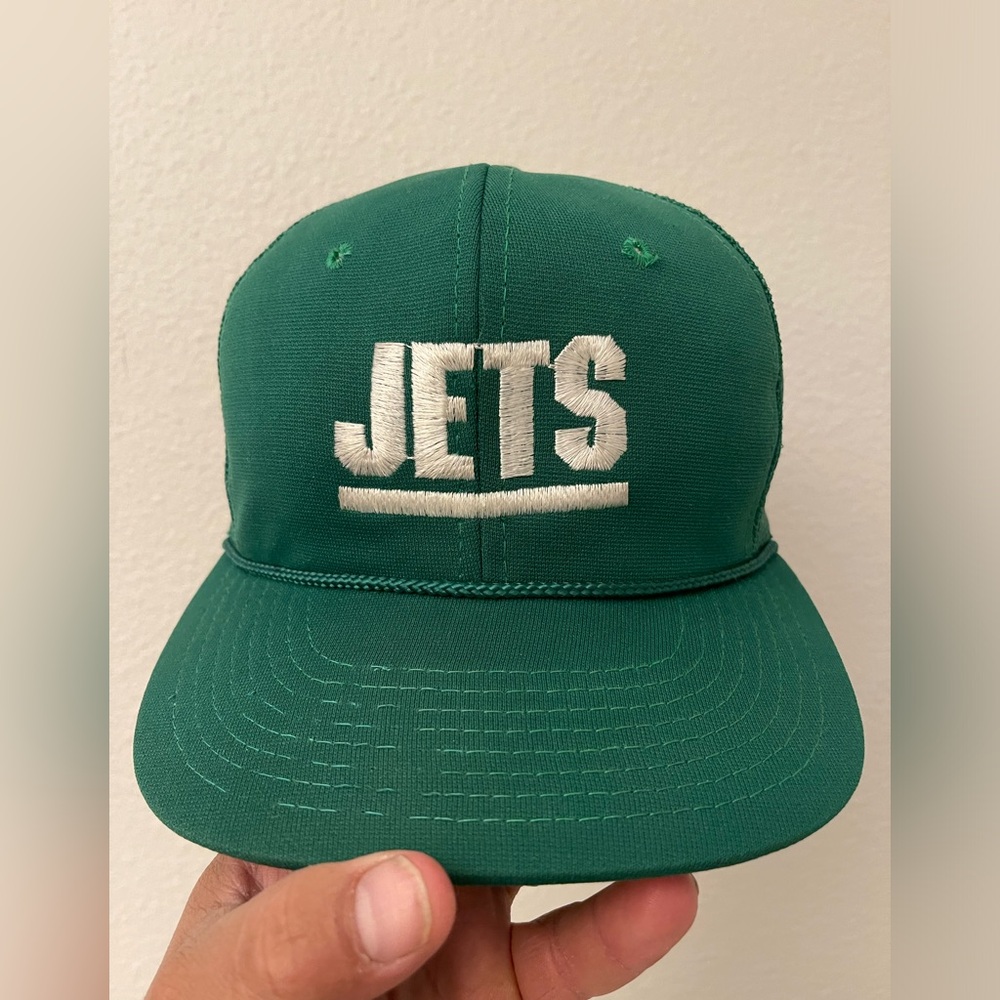 Vintage New York Jets Sports Specialties Mesh Snapback Hat Trucker Green White